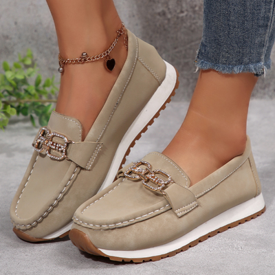 Vesara - Chic Diamond Buckle Loafers