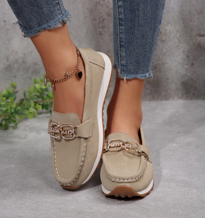 Vesara - Chic Diamond Buckle Loafers