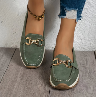 Meralyn - Green Buckle Loafers