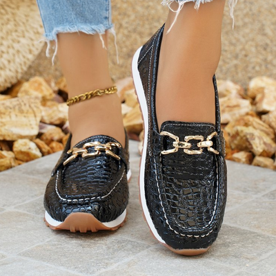 Lunisse - Black Crocodile Loafers